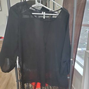 Sheer Lace Black Blouse